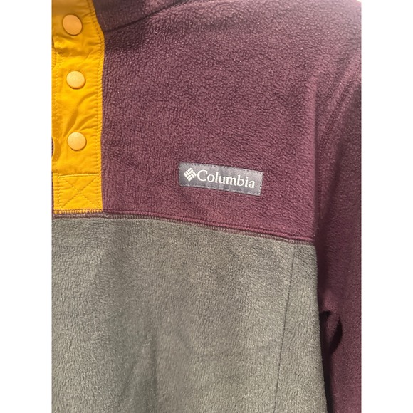 Columbia Steens Mountain Fleece Pullover Purple Grey Snap Neck hiking Mens Small - Picture 2 of 7